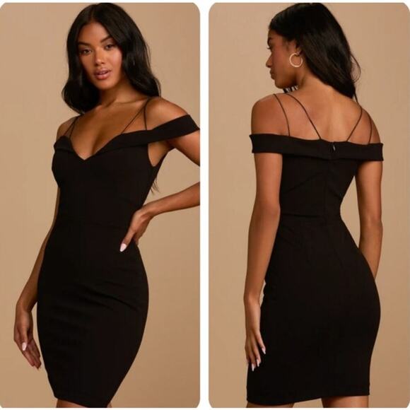 NWT Lulu's Reason to Celebrate Black Off the Shoulder Bodycon Mini Dress, S - Picture 1 of 9